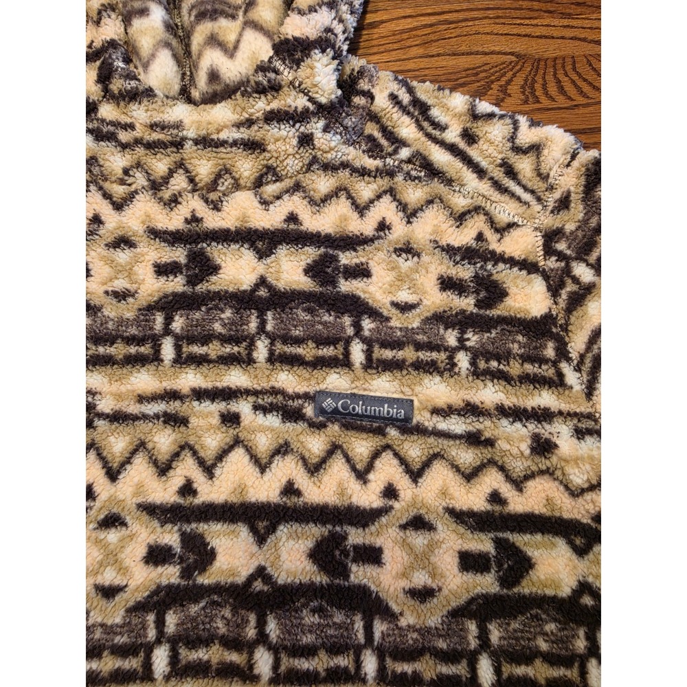 Columbia West Bend Sherpa Fleece Hoodie Womens XL Aztec Southwestern Pink Brown - Picture 4 of 10
